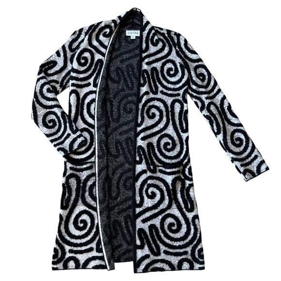 Joseph Ribkoff Artsy Swirled Open Sweater Jacket Sz S - Picture 3 of 5